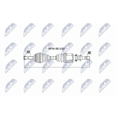 Abbildung von NTY NPW RE 030 Antriebswelle Vorderachse Schaltgetriebe 5 Gang RENAULT: Kangoo II / Grand Kangoo, MEGANE 2 Coupe Cabriolet, Kombi