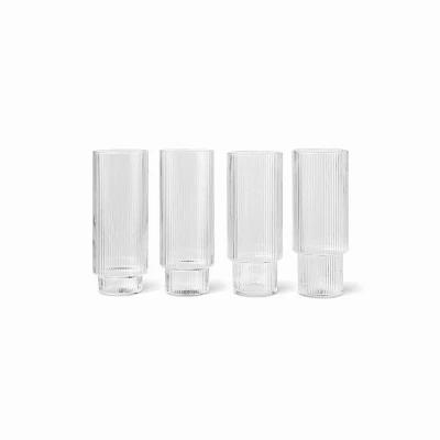 Abbildung von ferm LIVING Longdrinkglas Ripple, klar, 300 ml, Glas, 4er