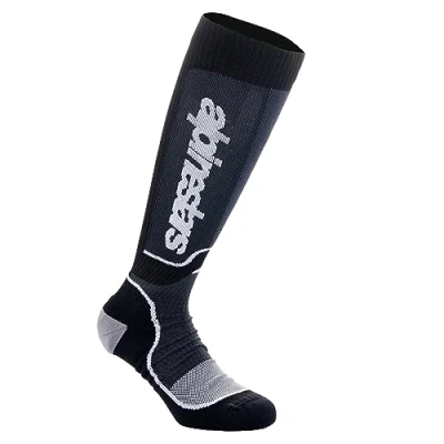 Abbildung von Alpinestars, Mx Plus Socks, Technische Socken, Kompressionsstrümpfe für Damen und Herren, Funktionssocken Motorradfahren, Motocross, Fahrradfahren, Laufen Black White Größe S (1er stück)