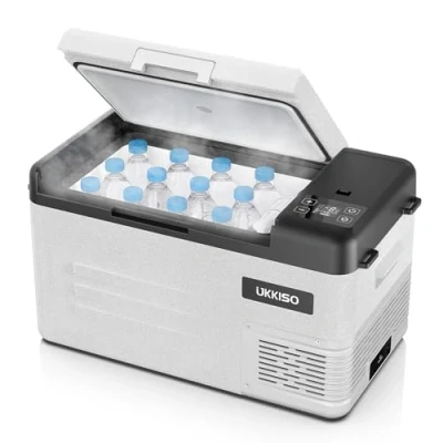 Abbildung von UKKISO Kompressor Kühlbox 22L Kühlschrank für Auto, 20C bis 20C, 12/24V DC 100 240 VC Elektrisch 12/24 V und 100240V AC Lkw, Boot, Camping, RV mit USB Anschluss