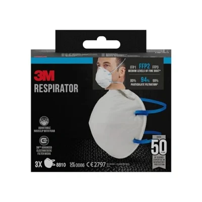 Abbildung von 3M FFP2 Atemschutz Maske 8810, Masken für Handschleifen, Elektrowerkzeugarbeit und Schimmelentfernung, 3 Stück