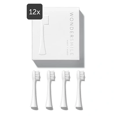 Abbildung von Wondersmile Ersatzbürsten Schallzahnbürste (Hard, All White, 12er Pack) Bürstenköpfe für