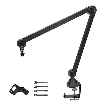Abbildung von FLYAMAPIRIT Mikrofonarmständer Verstellbarer Mikrofon Tischhalter mit Tischklemme Professioneller Kompatibel Blue Yeti, Snowball usw. für Studio, Podcaster, Video Streaming