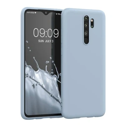 Abbildung von kwmobile Hülle kompatibel mit Xiaomi Redmi Note 8 Pro weiches TPU Silikon Case Cover geeignet für kabelloses Laden Hellblau matt