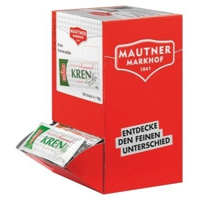 Abbildung von Mautner Markhof KREN, 100 Packungen mit jeweils 18 gramm, insgesamt 1,8 KG.