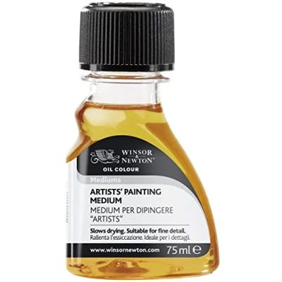 Abbildung von Winsor &amp; Newton 3021734 Ölmalmittel, Künstler Malmittel aus Leinöl Standöl Terpentinersatz, Verdünnt die Konsistenz der Farbe und verbessert das Fließvermögen Transparenz 75 ml Flasche