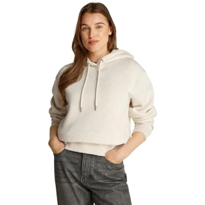 Abbildung von Tommy Hilfiger CORP LOGO Hoodie Sweatshirt, Damen, Größe: Small, Oatmilk heather