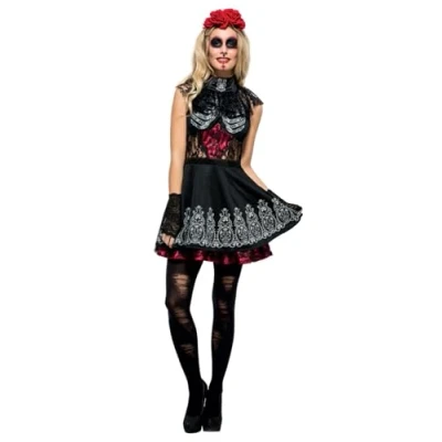 Abbildung von Smiffys Kostüm Tag der Toten, Schickes, mehrlagiges Kleid für Catrinas