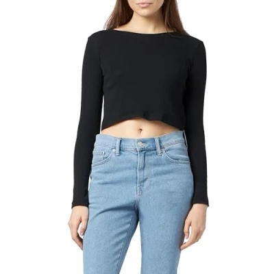 Abbildung von Trendyol Women&#039;s Damen GESTREIFT Lange Ärmel Schlank Bluse Blouse, Black, M