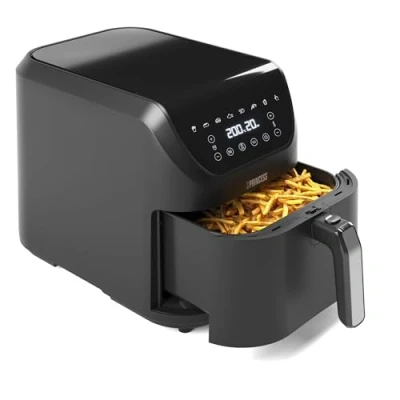 Abbildung von Princess SlimFry Heißluftfritteuse Platzsparendes Design BPA frei 8 L Programme Einstellbare Temperatur &amp; Timer 2.000 W 182256, Schwarz