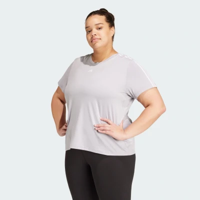 Abbildung von adidas AEROREADY Train Essentials 3 Stripes T Shirt (Plus Size), Damen Kurzärmeliges Shirt, Glory Grey, IX0373