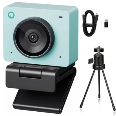 Abbildung von OBSBOT Meet 2 Ultra HD 4K Streaming Webcam, 1080p at 60 FPS, Videokonferenz Kamera mit KI Automatischem Bildausschnitt, USB C, Dual Noise Reducing Mics, Works with Microsoft Teams/Zoom Grün