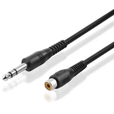 Abbildung von BestPlug Audio Adapter 20cm 6,3mm Klinke Stecker auf Cinch Buchse 6,35mm Stereo zu Mono Aux Verlängerung schwarz