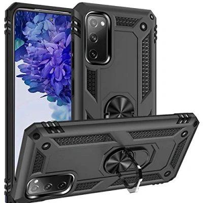 Abbildung von Fetrim Hülle Kompatibel für Galaxy S20 FE, stoßfest Schutzhülle mit Drehring Ständer Samsung FE/S20 FE 5G Schwarz