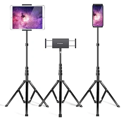 Abbildung von Elitehood Aluminium Tablet Stativ Halterung, iPad Ständer Höhenverstellbar bis 65&#039;&#039; Halter für Pro 12.9, 10.5, 9.7, Air, Mini 2 3 4 Smartphone und mit 4,7 13 Zoll