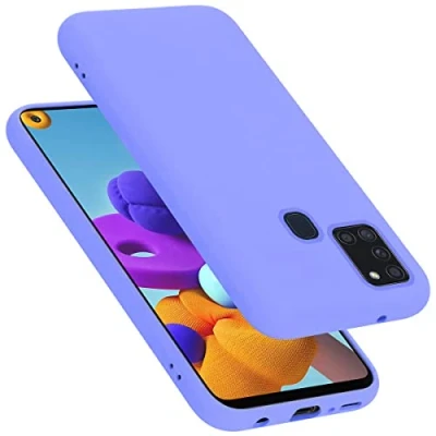 Abbildung von Cadorabo Hülle kompatibel mit Samsung Galaxy A21s Silikon Handyhülle für Case aus flüssigem stoßfeste dünne TPU Schutzhülle Liquid HELL LILA