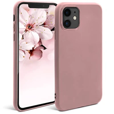 Abbildung von Moozy Minimalist Series Silikon Hülle für iPhone 11, Rose Beige Mattes Finish, Dünne, Weiche TPU Handyhülle Schutzhülle