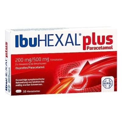 Abbildung von IbuHEXAL plus Paracetamol 200 mg/500 mg Filmtabletten 10 St
