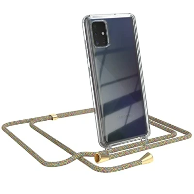 Abbildung von EAZY CASE Handykette kompatibel mit Samsung Galaxy A51 Handyhülle Umhängeband, Handykordel Schutzhülle, Silikonhülle, Hülle Band, Stylische Kette für Smartphone, Rainbow