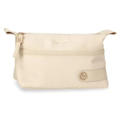 Abbildung von Pepe Jeans Sprig Casual Damenrucksack, Handtasche, Geldbörsen und Geldbörsen, RFID System, Kunstleder von Joumma Bags, Beige, Talla única, Kulturbeutel