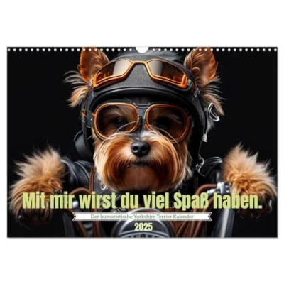 Abbildung von Der humoristische Yorkshire Terrier Kalender (Wandkalender 2025 DIN A3 quer), CALVENDO Monatskalender