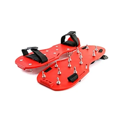 Abbildung von QWORK Gunite Schuhe mit Spikes, Rasenlüfterschuhe 2,5 cm kurzen perfekt für Epoxidböden, Overlays, Installation von Abdeckungen, Rot, 2 Paar