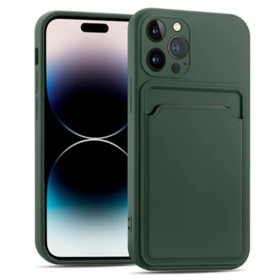 Abbildung von CoolGadget Card Case für iPhone 14 Pro Max, TPU Schutzhülle mit Kartenfach und erhöhtem Kantenschutz, Grün