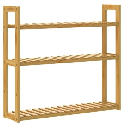 Abbildung von Casaria Badregal, Bambus Standregal Wandregal 3 Ablagen Höhenverstellbar 54x60x15cm