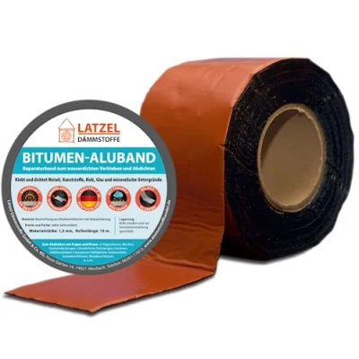 Abbildung von Bitumen Aluband Reparaturband Dichtband Farbe Terracotta 75 mm Rolle 10 Meter