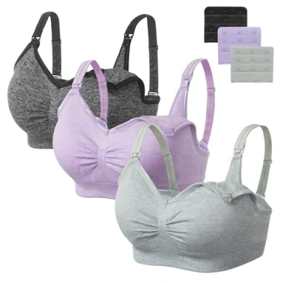 Abbildung von HBselect 3 Pcs Schwangerschafts Nahtloser Still BH mit zusätzlichen Verlängerungen Stillen und Schlaf Ohne Bügel für Damen