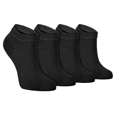 Abbildung von Sock Snob 4er Pack Herren und Damen Atmungsaktiv Bambus Quarter Kurz Sneaker Socken für Sommer (37 42 EU, Schwarz)