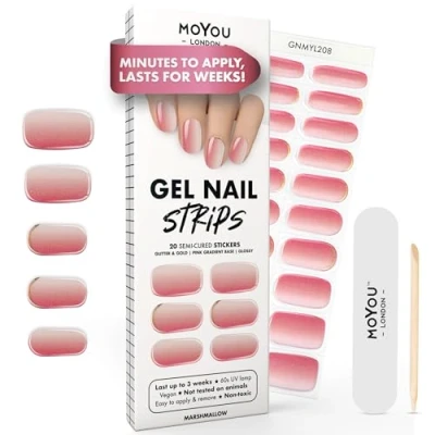 Abbildung von MOYOU LONDON Halbgehärtete UV Gel Strips 20 Stück Nagelfolien Härtend für Maniküre in Salonqualität Marshmallow