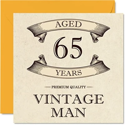 Abbildung von Geburtstagskarte zum 65. Geburtstag im Vintage Stil für Männer 65 Jahre lustige Opa Vater Ehemann Freund Onkel Bruder 145 mm x Grußkarten