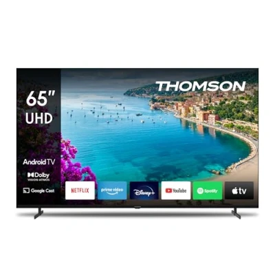 Abbildung von Thomson 65 Zoll (164 cm) UHD Fernseher Smart Android TV (WLAN, HDR, Triple Tuner DVB C/S2/T2, Sprachsteuerung, Netflix, YouTube, Prime Video, Disney+) 65UA5S13 2023