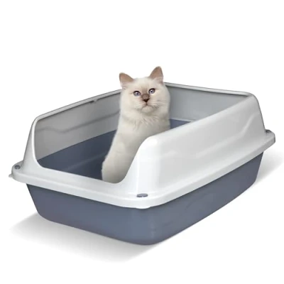 Abbildung von Snugsy Katzenklo Katzentoilette Offen Mit Hohem Rand Ohne Deckel 45 x 34 cm M Grau