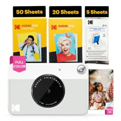 Abbildung von KODAK Printomatic Sofortbildkamera 75 Blatt Paket 5MP Zink 2x3 Fotos Tragbar Grau