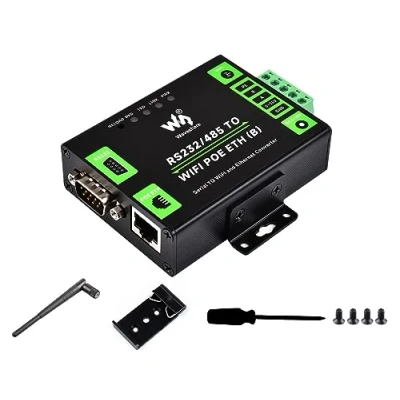 Abbildung von Waveshare RS232/485 to WiFi and RJ45 Ethernet Converter Module with POE Function, Industrial Grade Serial Server,Support WiFi,Serial Port Ethernet, Modbus Gateway, MQTT Gateway