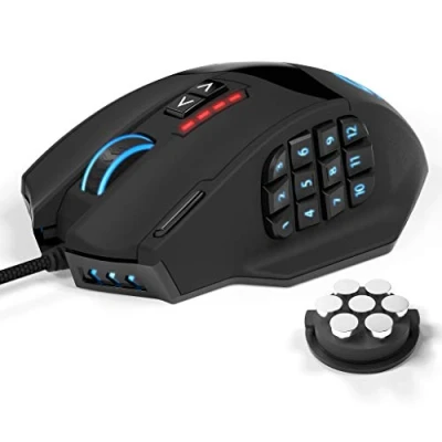 Abbildung von UtechSmart Venus Gaming Maus 16400 DPI USB Laser MMO Mouse, 18 programmierbare Tasten,16400 Abtastrate, konfigurierbare LED Farb Beleuchtung, ergonomisches Design