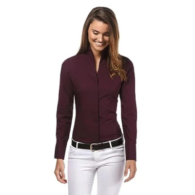 Abbildung von Vincenzo Boretti Leicht Tailliert Kelchkragen Hemdbluse, Damen, Größe: 36, Aubergine