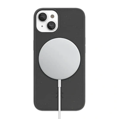 Abbildung von Woodcessories Magnetische Handyhülle für iPhone 14, 13 kompatibel mit MagSafe, Hülle Magnet, schwarz Plastikfrei, nachhaltig