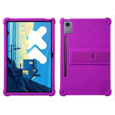 Abbildung von GIOPUEY Hülle Kompatibel mit Lenovo Tab P12 12.7 2023 Ständer Weiche TPU Silikon Schutzhülle Airbag Sturzschutz Case Purple