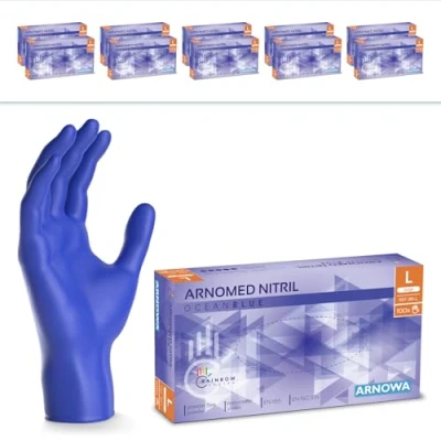 Abbildung von 1000 Stück ARNOMED Einweghandschuhe Dunkelblau, Einmalhandschuhe L, Nitril Handschuhe Einweg, Nitrilhandschuhe puderfrei, Gummihandschuhe Schutzhandschuhe, in S, M, XL
