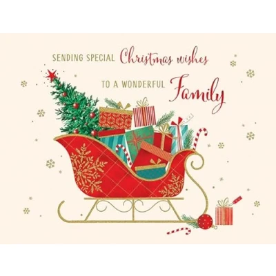 Abbildung von Piccadilly Greetings Weihnachtskarte, traditionell für einen wunderbaren Familienschlitten, 20,3 x 15,2 cm