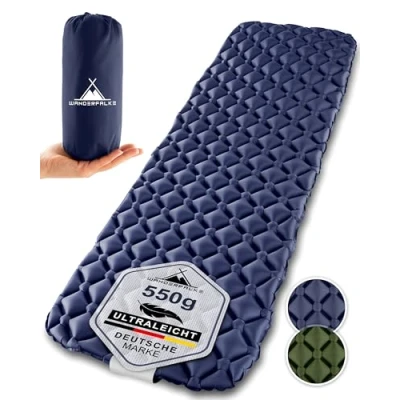 Abbildung von WANDERFALKE® Ultraleichte Aufblasbare Isomatte (XL Breite 66cm) Camping Matratze mit Kleines Packmaß für Outdoor, Camping, Wandern &amp; Bikepacking