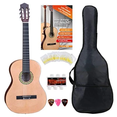 Abbildung von Classic Cantabile Konzertgitarre AS 861 Klassikgitarre, 1/2, Set mit Tasche, Schule, Stimmpfeife, Plektren, Saiten