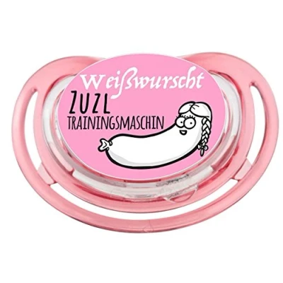 Abbildung von NUK Schnuller im bayerischen Design, Bavariashop Dizzl &quot;Weißwurscht Zuzltrainingsmaschin&quot; Madl, Farbe Rosa