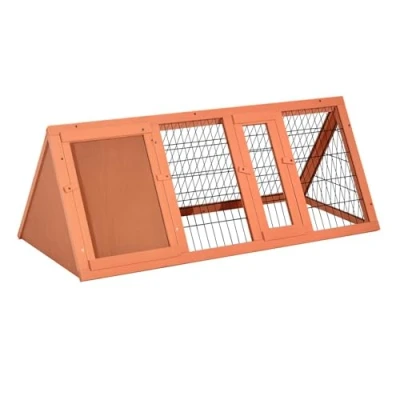 Abbildung von PawHut Kleintierstall 3 eckig mit Freigehege Auslauf Orange 118 x 50 45 cm
