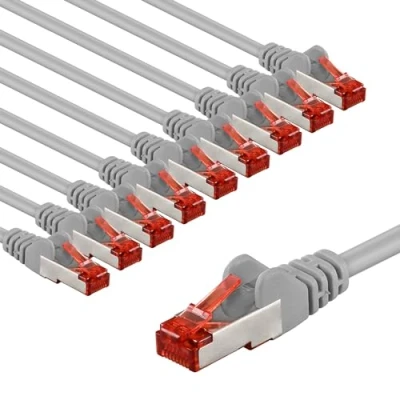 Abbildung von goobay 65994 CAT6 Netzwerkkabel im 10er Set/Patchkabel geschirmt S/FTP/CU Ethernet Kabel, PiMF, LSZH/Cat 6 Kabel mit 10Gbits / Grau 10x 1m