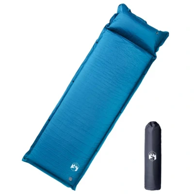 Abbildung von vidaXL Isomatte, Luftmatratze mit Integriertem Kissen Fußpumpe, Campingmatte Erweiterbar Selbstaufblasend, Schlafmatte, Türkis 19D Schaum