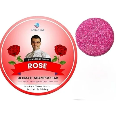 Abbildung von Rose Haarpflege: Festes Bio Shampoo für Trockenes Haar, Feuchtigkeitsspendend, Repariert Beschädigtes SLS frei, 60g